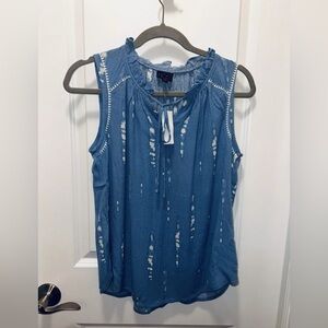 Mod Lusive Woman’s Ruffle Sleeveless Blue Top Size Small New